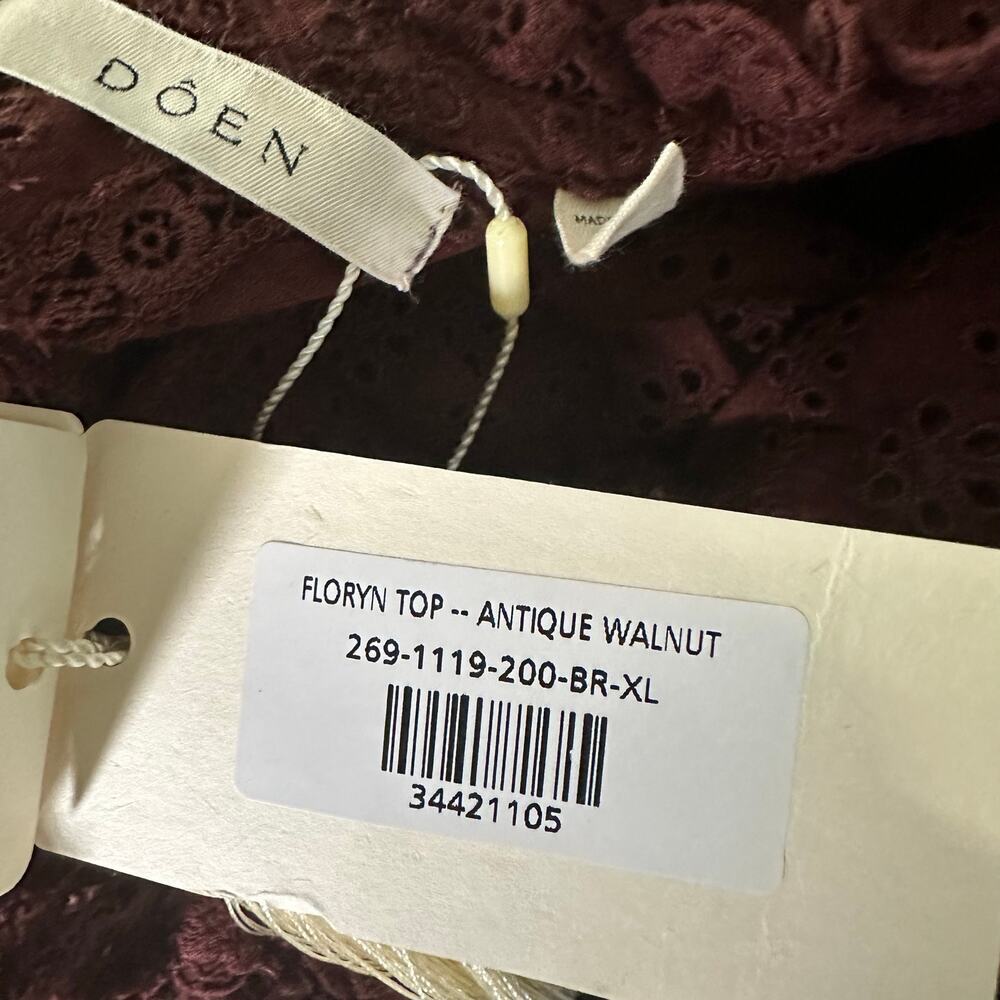 Doen Floryn Romantic Lace Eyelet Top Antique Walnut Size XL - Picture 5 of 15